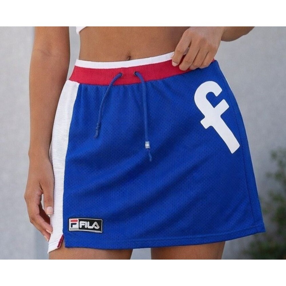 FILA Women's Skirt XL Blue Red and White Athletic Mesh Vintage.Made in Macau